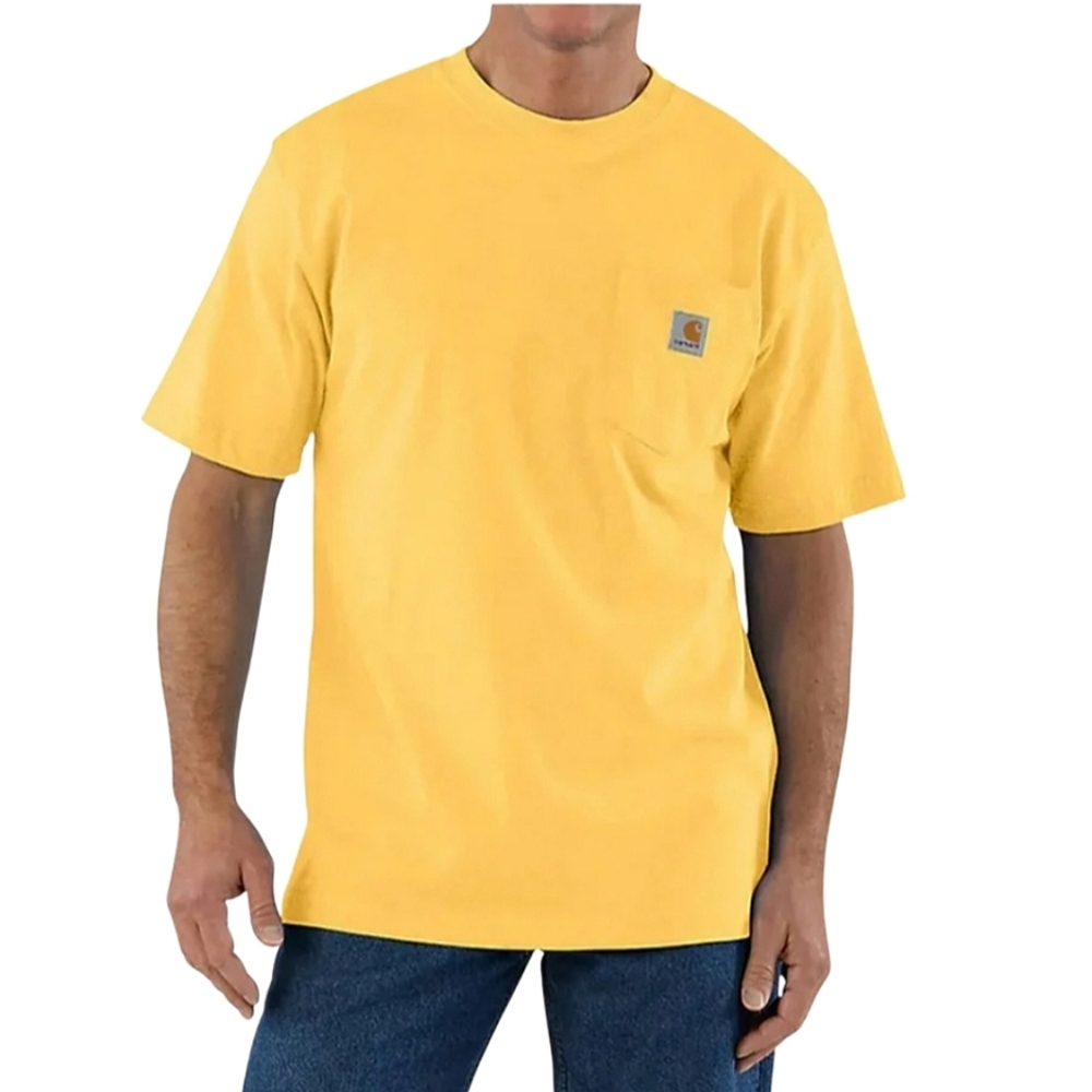 CARHARTT Men's Loose Fit Heavyweight Short Sleeve Pocket T-Shirt Yellow Tee NWT